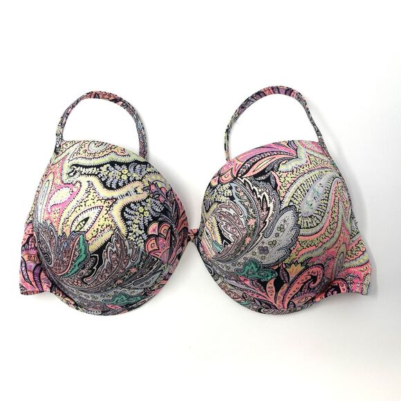 Victoria's Secret Other - Victoria’s Secret Bikini Top‎ Paisley Black Pink Yellow Green 36DD underwire